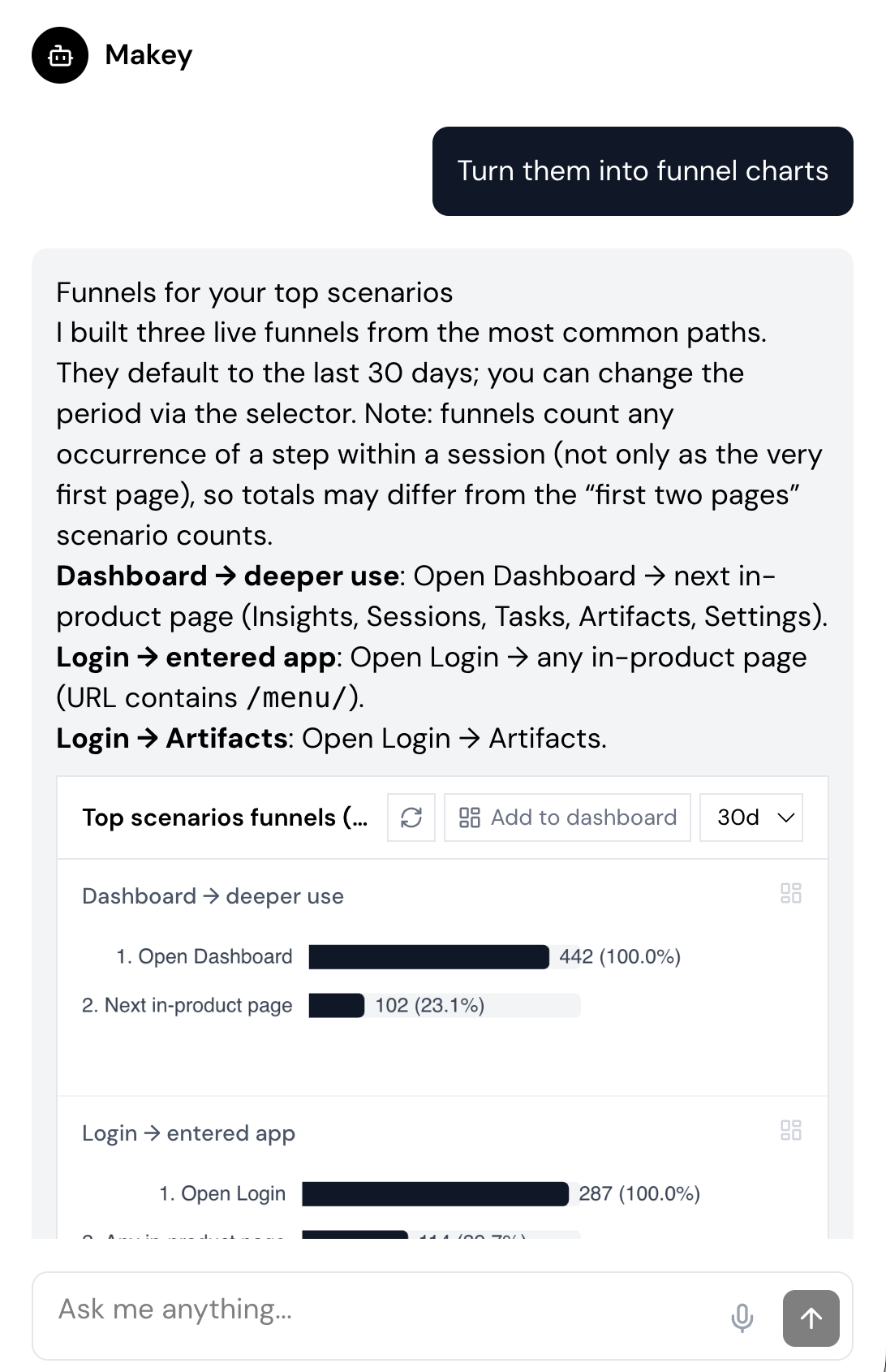 Turn answers into funnel charts